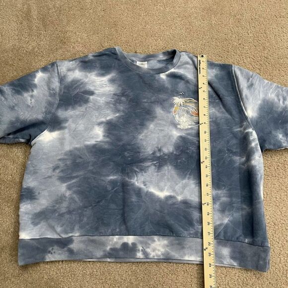 Disney Parks Stitch Hoodie Size XXL Adult Tie Dye Blue Crewneck Sweatshirt - Picture 6 of 10